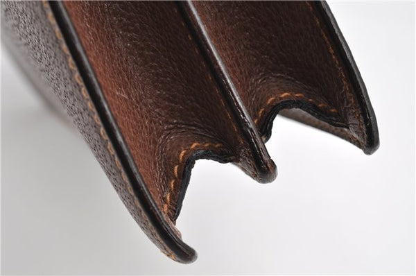 Authentic GUCCI Vintage Clutch Hand Bag Purse Leather Brown 7380F