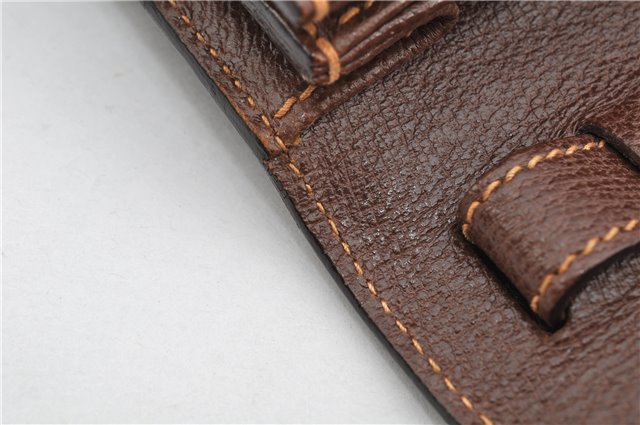 Authentic GUCCI Vintage Clutch Hand Bag Purse Leather Brown 7380F