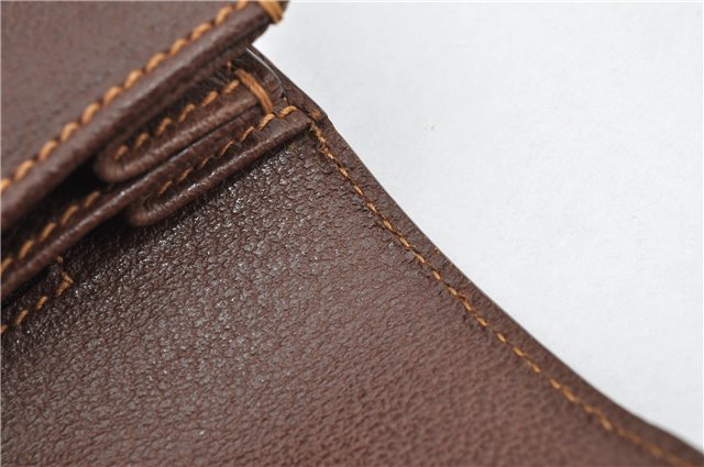 Authentic GUCCI Vintage Clutch Hand Bag Purse Leather Brown 7380F