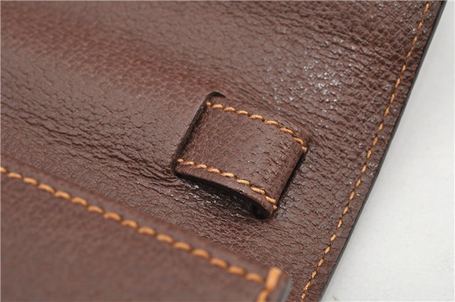 Authentic GUCCI Vintage Clutch Hand Bag Purse Leather Brown 7380F