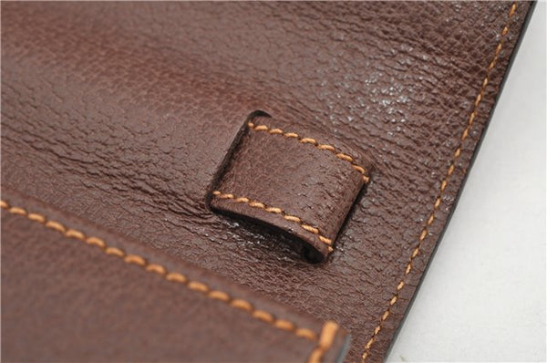 Authentic GUCCI Vintage Clutch Hand Bag Purse Leather Brown 7380F