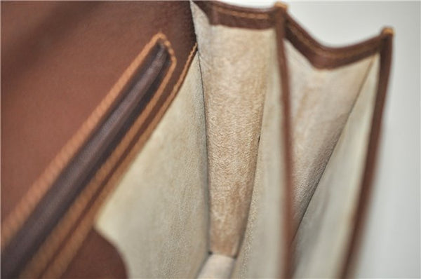 Authentic GUCCI Vintage Clutch Hand Bag Purse Leather Brown 7380F