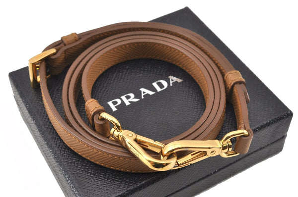 Authentic PRADA Saffiano Leather Shoulder Strap 46.5-50.4" Beige Box 7384F