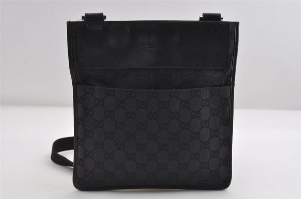 Authentic GUCCI Shoulder Cross Body Bag GG Canvas Leather 27639 Black 7392I