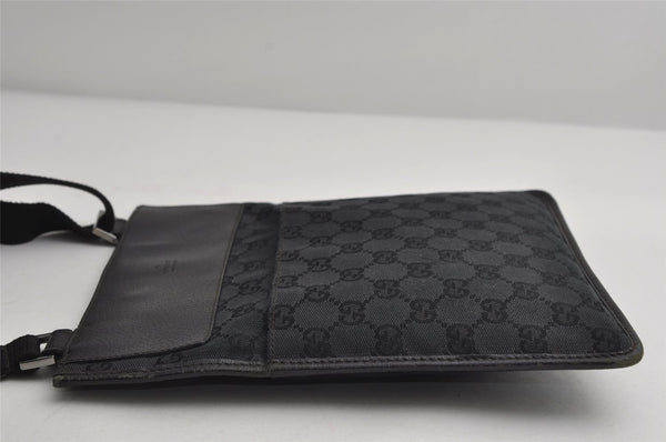 Authentic GUCCI Shoulder Cross Body Bag GG Canvas Leather 27639 Black 7392I