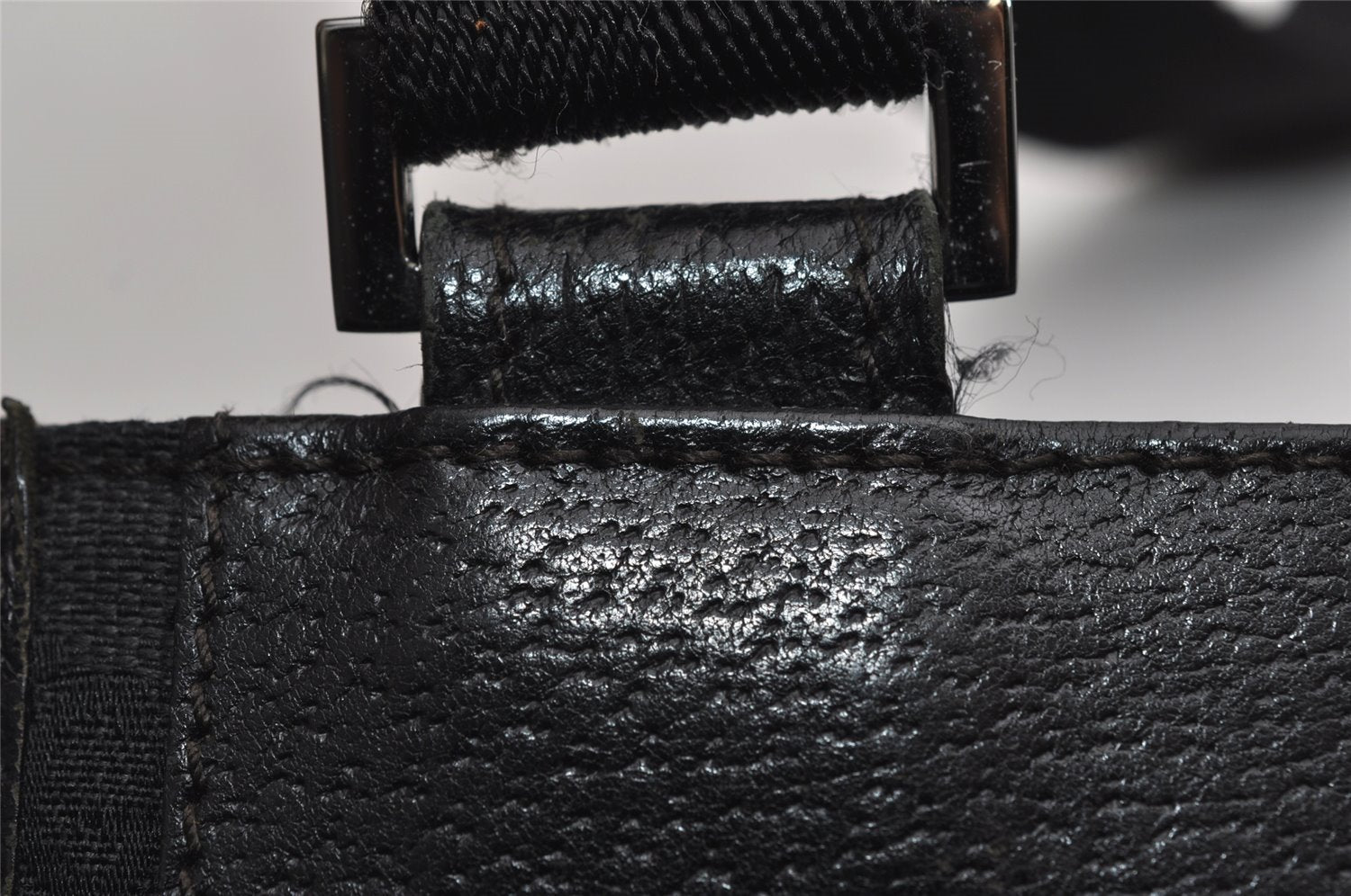 Authentic GUCCI Shoulder Cross Body Bag GG Canvas Leather 27639 Black 7392I