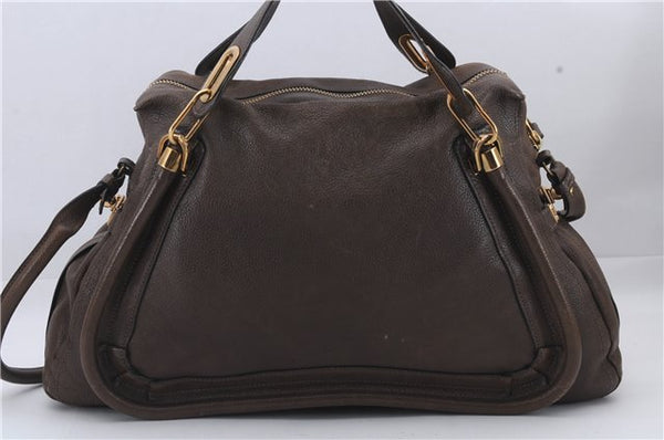 Authentic Chloe Paraty 2Way Shoulder Cross Body Hand Bag Brown 7393D