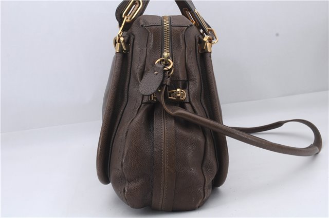 Authentic Chloe Paraty 2Way Shoulder Cross Body Hand Bag Brown 7393D