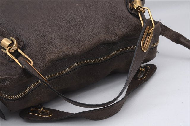 Authentic Chloe Paraty 2Way Shoulder Cross Body Hand Bag Brown 7393D