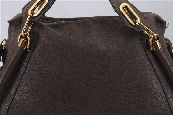 Authentic Chloe Paraty 2Way Shoulder Cross Body Hand Bag Brown 7393D