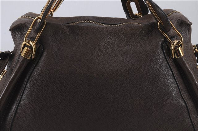 Authentic Chloe Paraty 2Way Shoulder Cross Body Hand Bag Brown 7393D