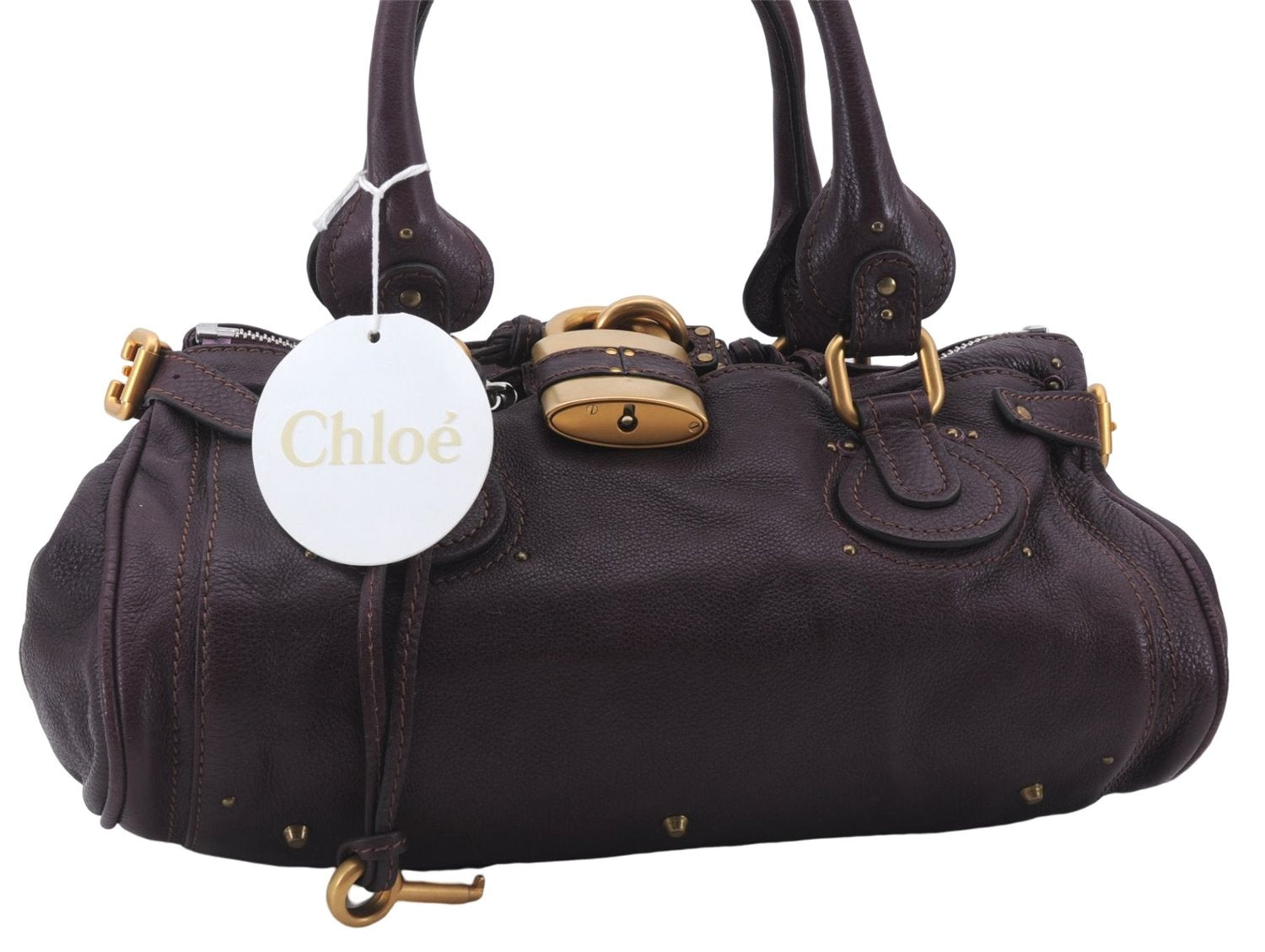 Authentic Chloe Paddington Leather Hand Bag Purple 7394D