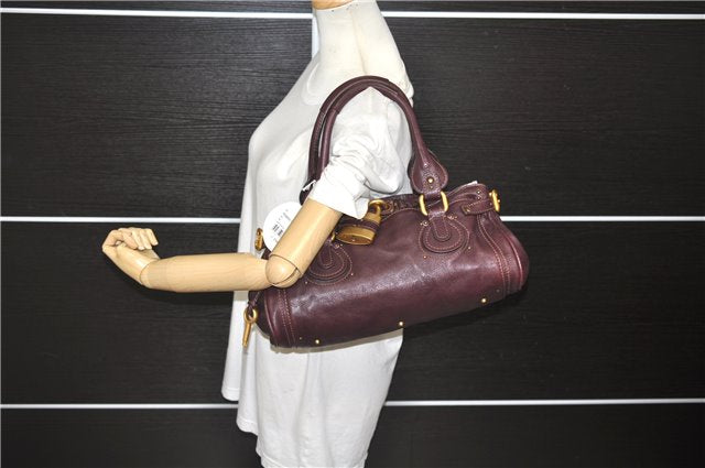 Authentic Chloe Paddington Leather Hand Bag Purple 7394D