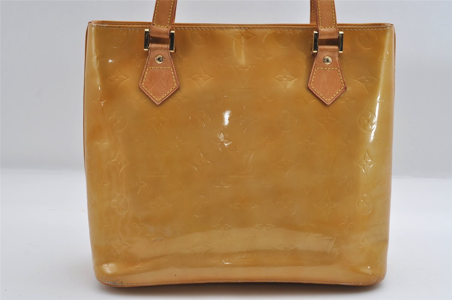 Authentic Louis Vuitton Vernis Houston Shoulder Hand Bag Yellow M91004 LV 7395I