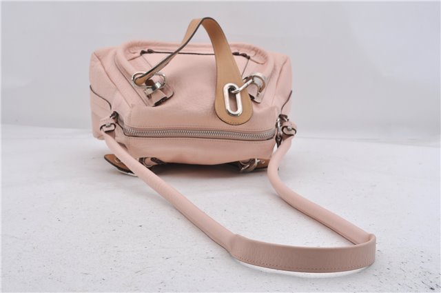 Authentic Chloe Paraty 2Way Shoulder Hand Bag Pink Beige 7396D