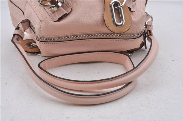 Authentic Chloe Paraty 2Way Shoulder Hand Bag Pink Beige 7396D