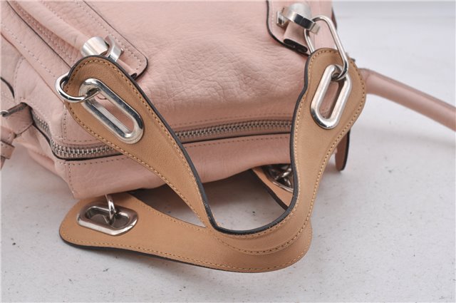 Authentic Chloe Paraty 2Way Shoulder Hand Bag Pink Beige 7396D