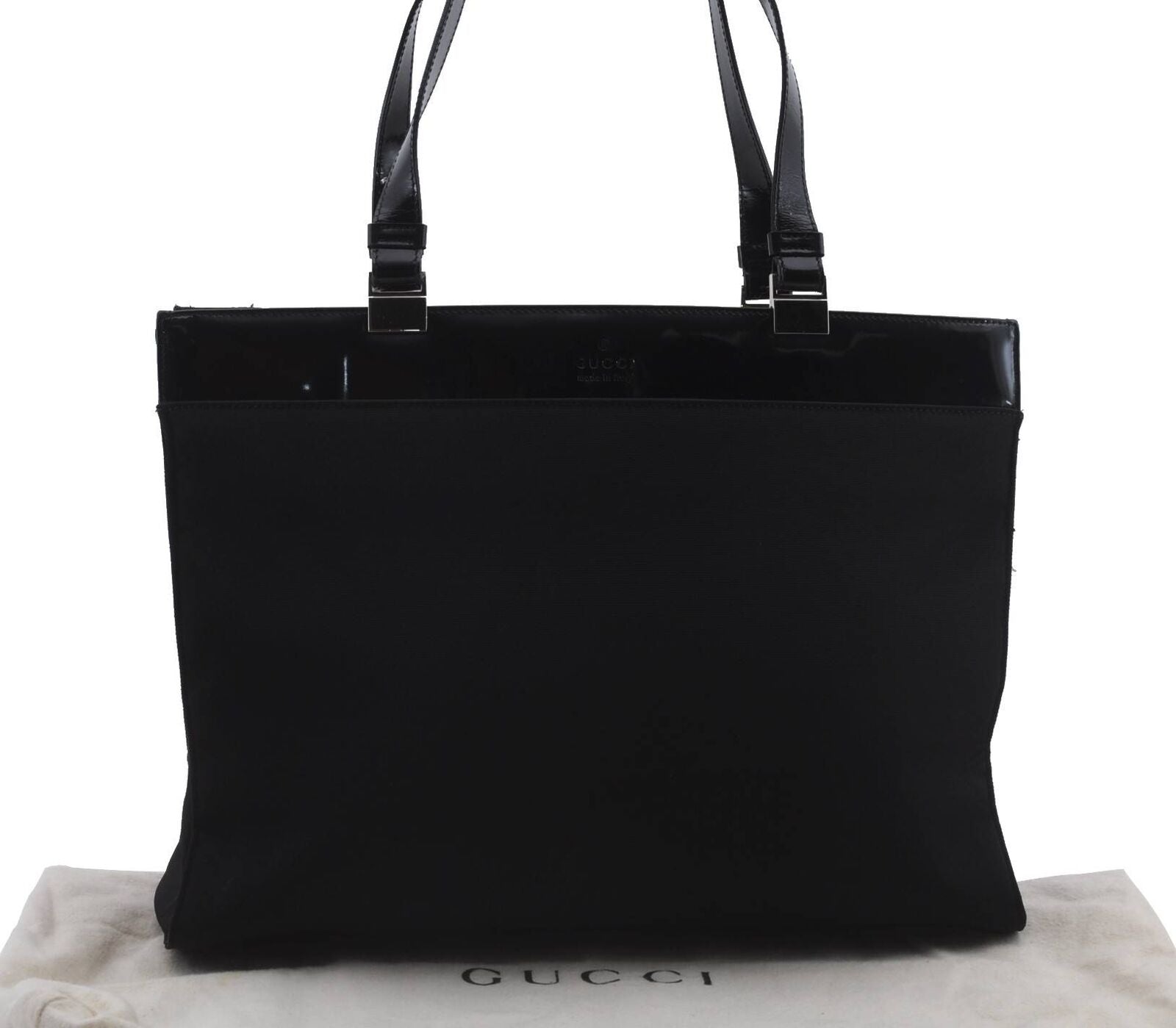 Authentic GUCCI Shoulder Tote Bag Nylon Leather 0021039 Black 7397B