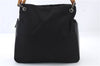 Authentic GUCCI Bamboo Vintage Hand Bag Purse Nylon Enamel Black 7398C