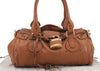 Authentic Chloe Paddington Leather Hand Bag Brown 7399D