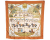 Authentic HERMES Carre 90 Scarf "PRESENTATION DE CHEVAVX" Silk Brown 7399I