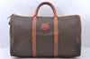 Auth CELINE Macadam Blason Pattern Travel Boston Bag PVC Leather Brown 7400C