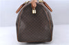 Auth CELINE Macadam Blason Pattern Travel Boston Bag PVC Leather Brown 7400C