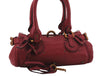 Authentic Chloe Paddington Leather Shoulder Hand Bag Red 7400D