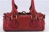 Authentic Chloe Paddington Leather Shoulder Hand Bag Red 7400D