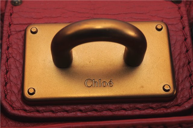 Authentic Chloe Paddington Leather Shoulder Hand Bag Red 7400D