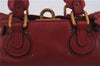 Authentic Chloe Paddington Leather Shoulder Hand Bag Red 7400D