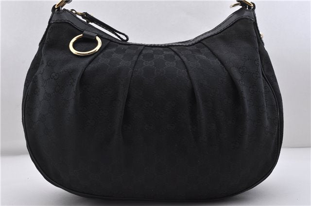 Authentic GUCCI Sukey Shoulder Bag Purse GG Canvas Leather 232955 Black 7404C