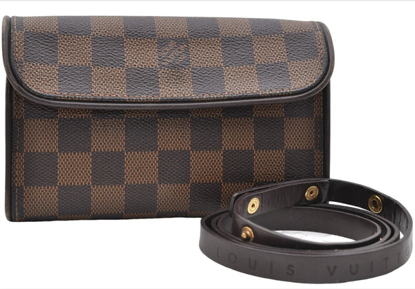 Authentic Louis Vuitton Damier Pochette Florentine S Waist Bag N51856 LV 7404E