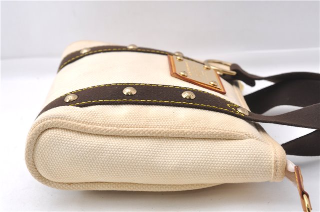 Authentic Louis Vuitton Antigua Cabas PM Hand Bag White Brown M40039 LV 7405D