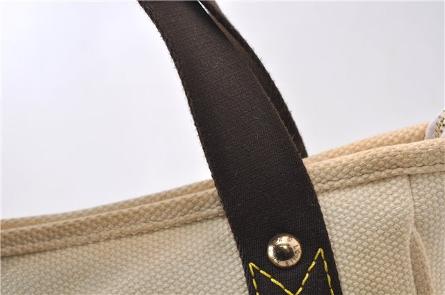 Authentic Louis Vuitton Antigua Cabas PM Hand Bag White Brown M40039 LV 7405D
