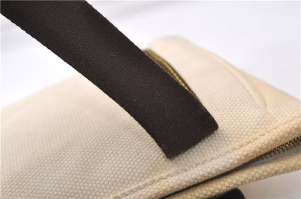 Authentic Louis Vuitton Antigua Cabas PM Hand Bag White Brown M40039 LV 7405D