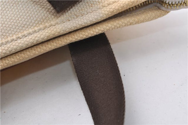 Authentic Louis Vuitton Antigua Cabas PM Hand Bag White Brown M40039 LV 7405D