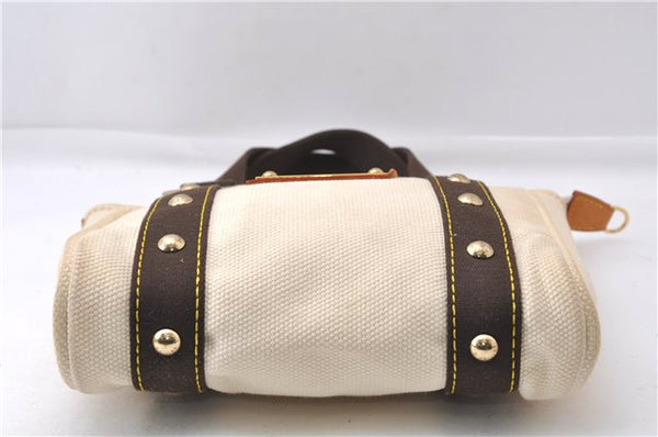 Authentic Louis Vuitton Antigua Cabas PM Hand Bag White Brown M40039 LV 7405D