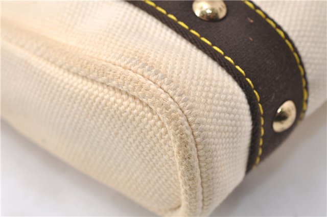 Authentic Louis Vuitton Antigua Cabas PM Hand Bag White Brown M40039 LV 7405D
