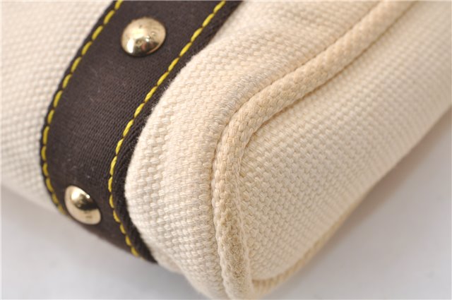 Authentic Louis Vuitton Antigua Cabas PM Hand Bag White Brown M40039 LV 7405D