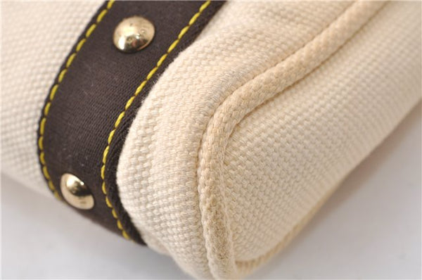 Authentic Louis Vuitton Antigua Cabas PM Hand Bag White Brown M40039 LV 7405D