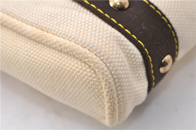 Authentic Louis Vuitton Antigua Cabas PM Hand Bag White Brown M40039 LV 7405D