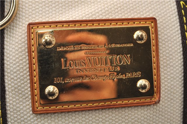 Authentic Louis Vuitton Antigua Cabas PM Hand Bag White Brown M40039 LV 7405D