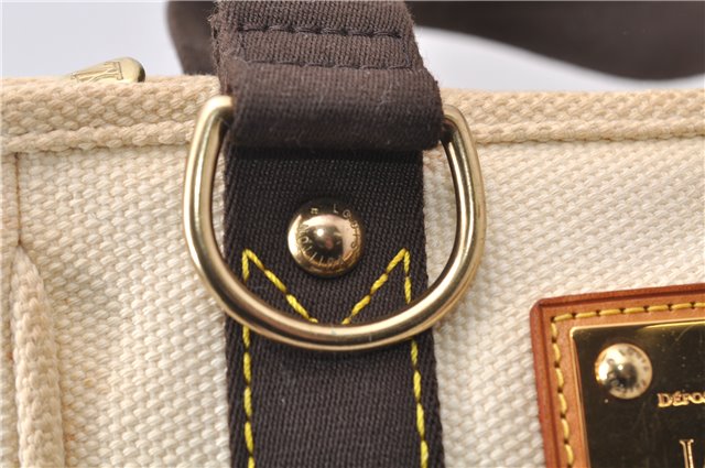 Authentic Louis Vuitton Antigua Cabas PM Hand Bag White Brown M40039 LV 7405D