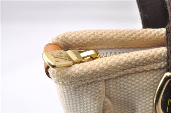 Authentic Louis Vuitton Antigua Cabas PM Hand Bag White Brown M40039 LV 7405D