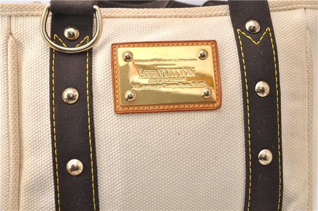 Authentic Louis Vuitton Antigua Cabas PM Hand Bag White Brown M40039 LV 7405D