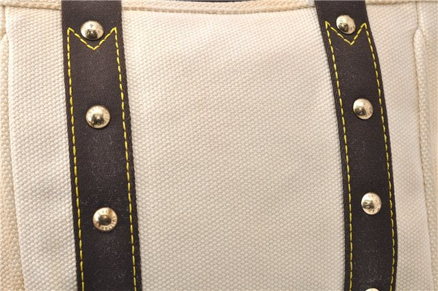 Authentic Louis Vuitton Antigua Cabas PM Hand Bag White Brown M40039 LV 7405D