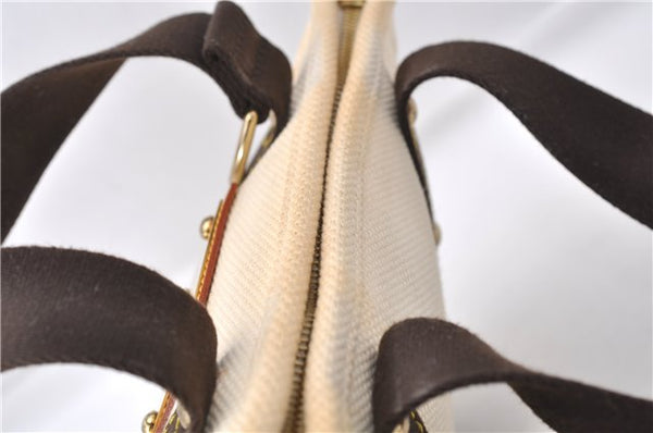 Authentic Louis Vuitton Antigua Cabas PM Hand Bag White Brown M40039 LV 7405D