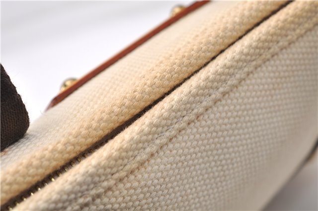 Authentic Louis Vuitton Antigua Cabas PM Hand Bag White Brown M40039 LV 7405D