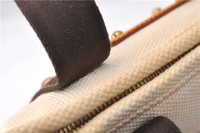 Authentic Louis Vuitton Antigua Cabas PM Hand Bag White Brown M40039 LV 7405D